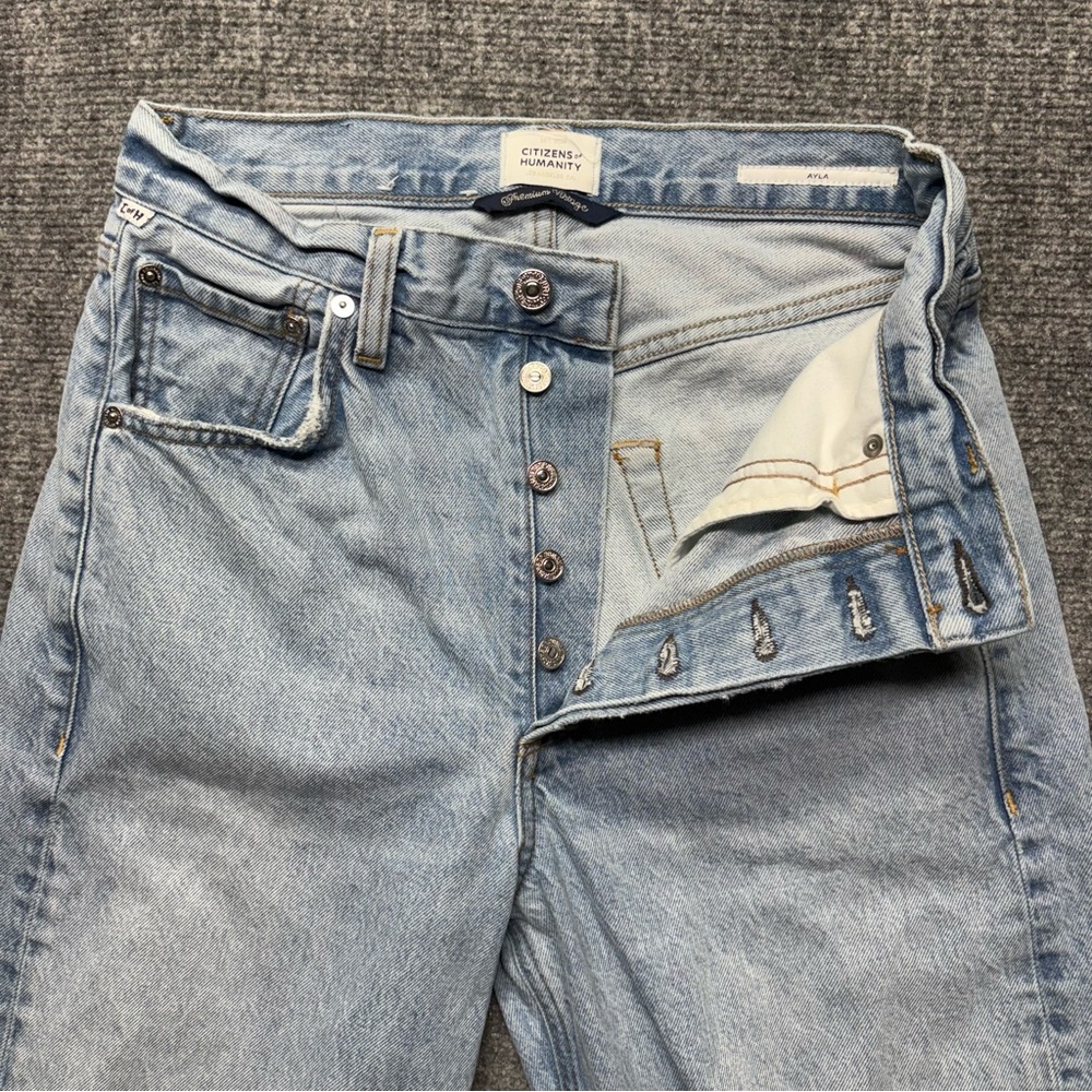 Citizens of Humanity Jeans Womens 24 Blue Ayla Baggy Distressed Button Fly - Picture 4 of 16